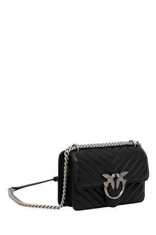 Pinko borsa Love Bag One Mini in pelle trapuntata nero argento