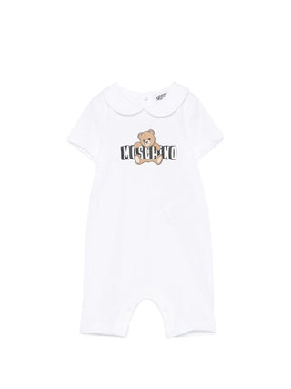 Moschino pagliaccetto neonata manica corta bianco