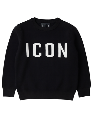 Icon maglia bambino con logo jacquard nero IBSM00734 9000 ICON