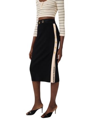 Elisabetta Franchi gonna midi in maglia con banda nero