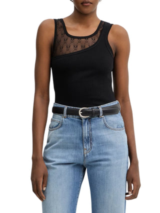 Pinko canotta a costine con pizzo Cupboard nero