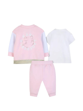Karl Lagerfeld completo neonata giacca pantaloni T-shirt rosa bianco