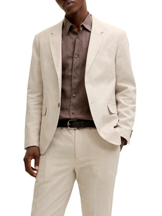Jack&Jones giacca blazer uomo misto lino ecrù