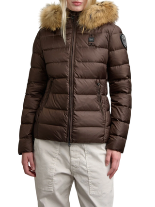 Blauer piumino donna Arcadia con cappuccio marrone 25WBLDC03099-006047 365EI BLAUER 