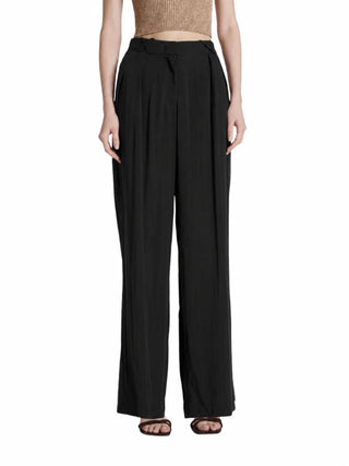 Simona Corsellini pantaloni gamba larga donna con pinces nero