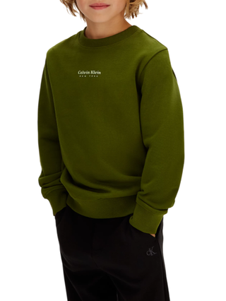 Calvin Klein Jeans felpa bambino minimal logo verde