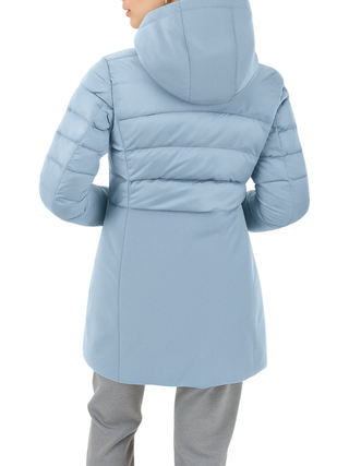 Yes Zee piumino lungo trapuntato con cappuccio celeste polvere O003-M800 0633 YES-ZEE