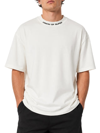 Vision of Super T-shirt uomo con logo ricamato panna