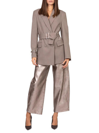 Vicolo pantaloni gamba larga in ecopelle laminata bronzo TF2051 BRONZO VICOLO