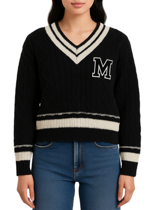 Marc Ellis maglia misto lana scollo a v nero MRCM009 019 MARC ELLIS