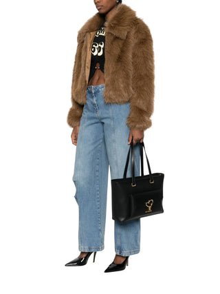 Love Moschino borsa a spalla in ecopelle con tasca nero