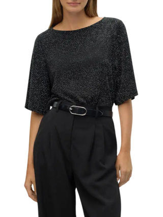 Vero Moda T-shirt manica corta in lurex nero 10296866 BLACK-SILVER LUREX VERO MODA 