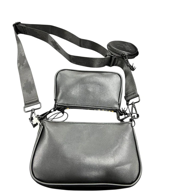 County of Milan borsa donna design triplo con tracolla nero