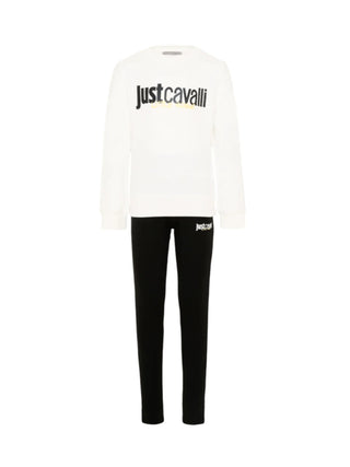 Just Cavalli completo bambina felpa e leggings bianco nero