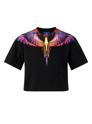 County of Milan T-shirt bambina crop stampa iconica nero