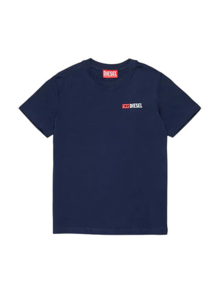 Diesel T-shirt bambino Utrim in cotone stretch blu