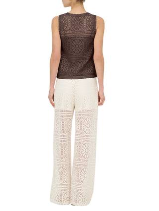 Only top crochet donna marrone
