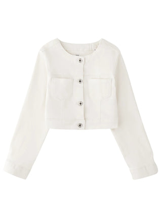 iDo giubbino bambina in denim con tasche bianco