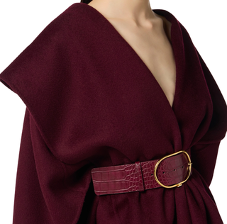 Elisabetta Franchi mantella in lana con cintura borgogna CP67D56E2 EA4 ELISABETTA FRANCHI