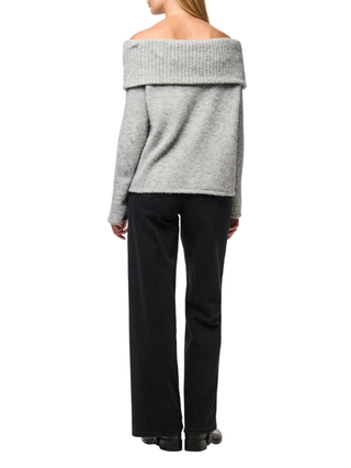 Pieces maglia scollo a barca grigio 17153837 MEDIUM GREY MELANGE PIECES