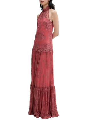 Aniye By abito lungo in pizzo all'americana corallo