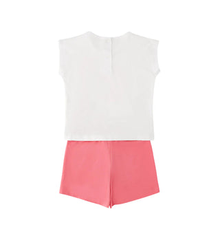 iDo completo estivo bambina T-shirt e shorts bianco rosa