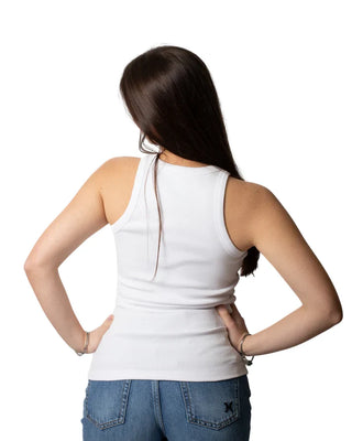 John Richmond canotta donna Verkili con logo strass bianco