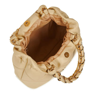 Love Moschino borsa a secchiello in ecopelle trapuntata beige chiaro