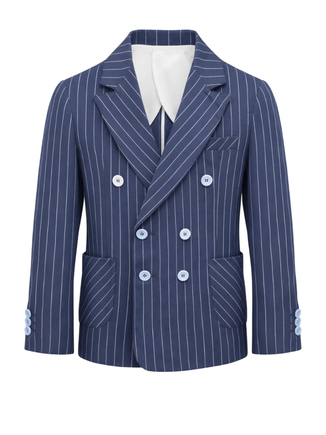 Emanuel Pris giacca blazer doppiopetto gessato bambino blu