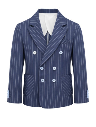 Emanuel Pris giacca blazer doppiopetto gessato bambino blu
