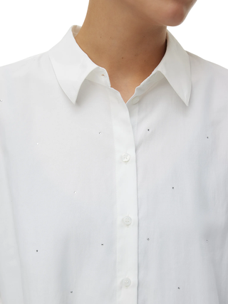 Vero Moda camicia manica lunga con strass bianco 10337791 BRIGHT WHITE-RHINESTONE SILVER VERO MODA