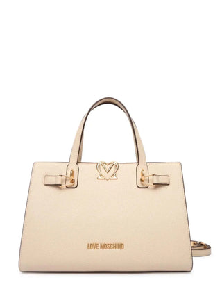 Love Moschino borsa a mano in ecopelle martellata beige chiaro