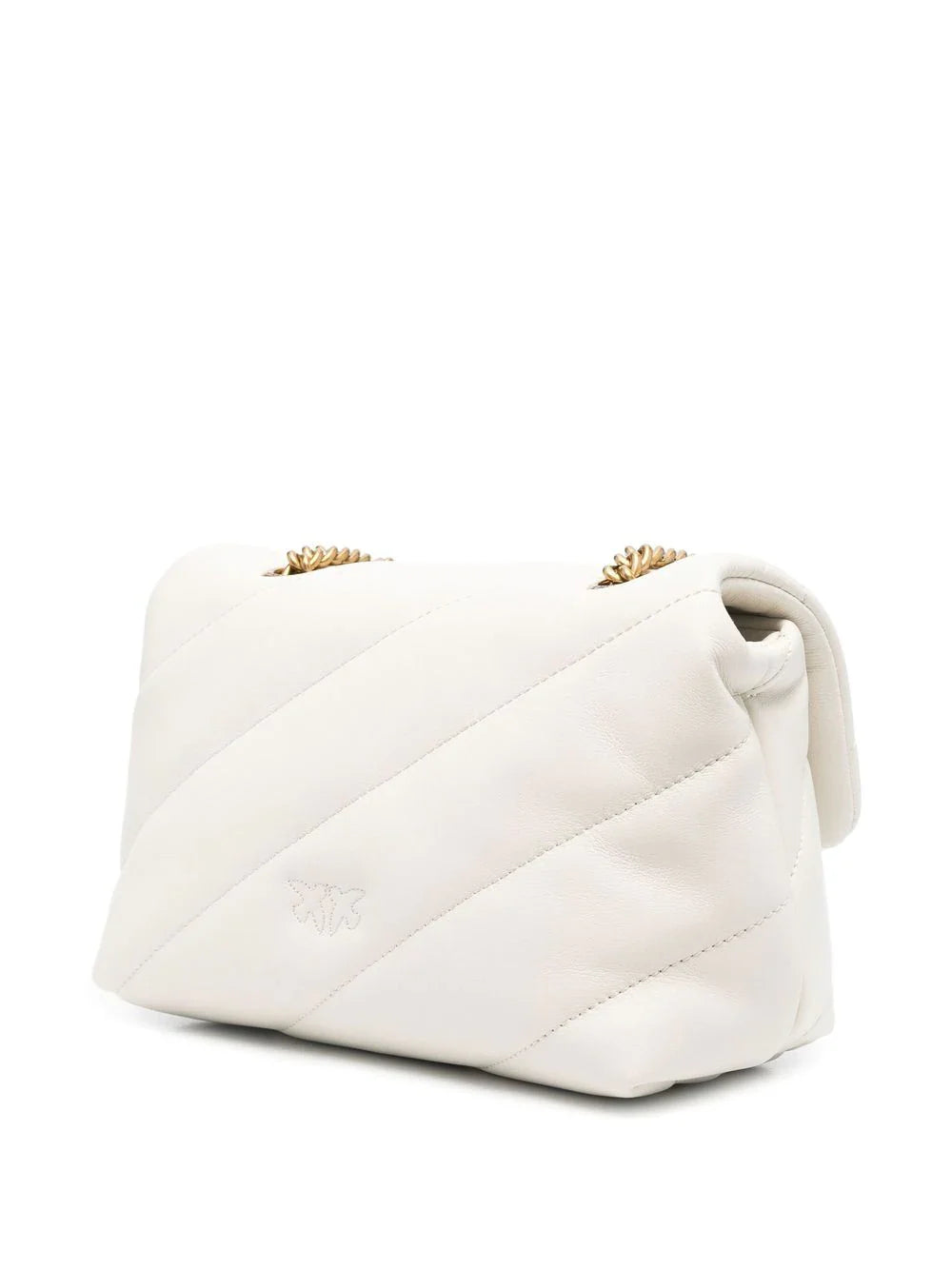Pinko borsa a spalla Love Bag Mini Puff in pelle trapuntata bianco oro