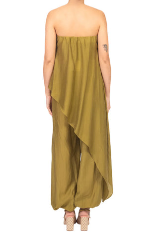 Vicolo top asimmetrico a fascia donna verde