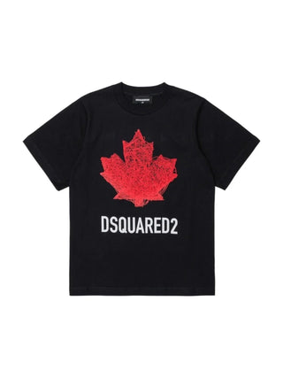 Dsquared2 T-shirt bambino con maxi logo nero