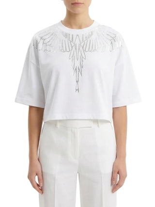 County of Milan T-shirt crop donna con stampa iconica bianco
