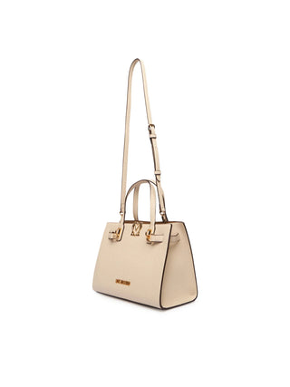 Love Moschino borsa a mano in ecopelle martellata beige chiaro