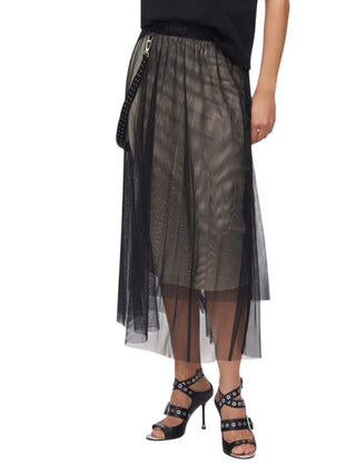 Liu Jo gonna midi in tulle con tracolla gioiello nero