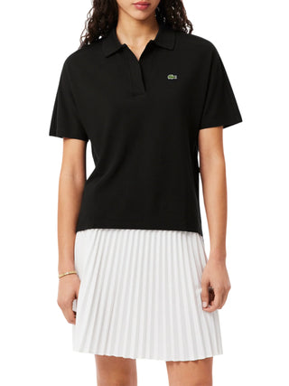 Lacoste polo manica corta donna in piquè nero
