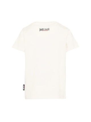 Just Cavalli T-shirt unisex bambino con logo panna
