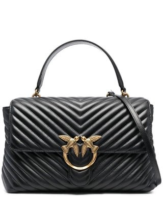 Pinko borsa Love Lady Puff Big Classic in pelle chevron nero oro 100042-A0GK Z99Q PINKO 