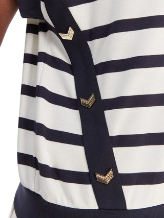 Liu Jo T-shirt a righe donna scollo a V panna blu