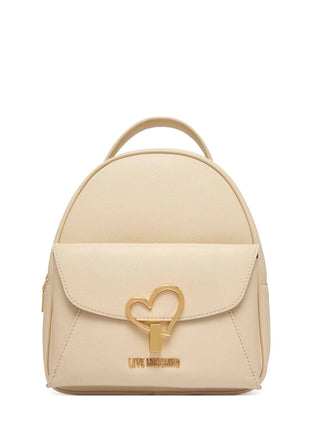 Love Moschino zaino donna in ecopelle con tasca beige chiaro