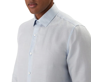 Calvin Klein camicia uomo misto lino slim fit celeste