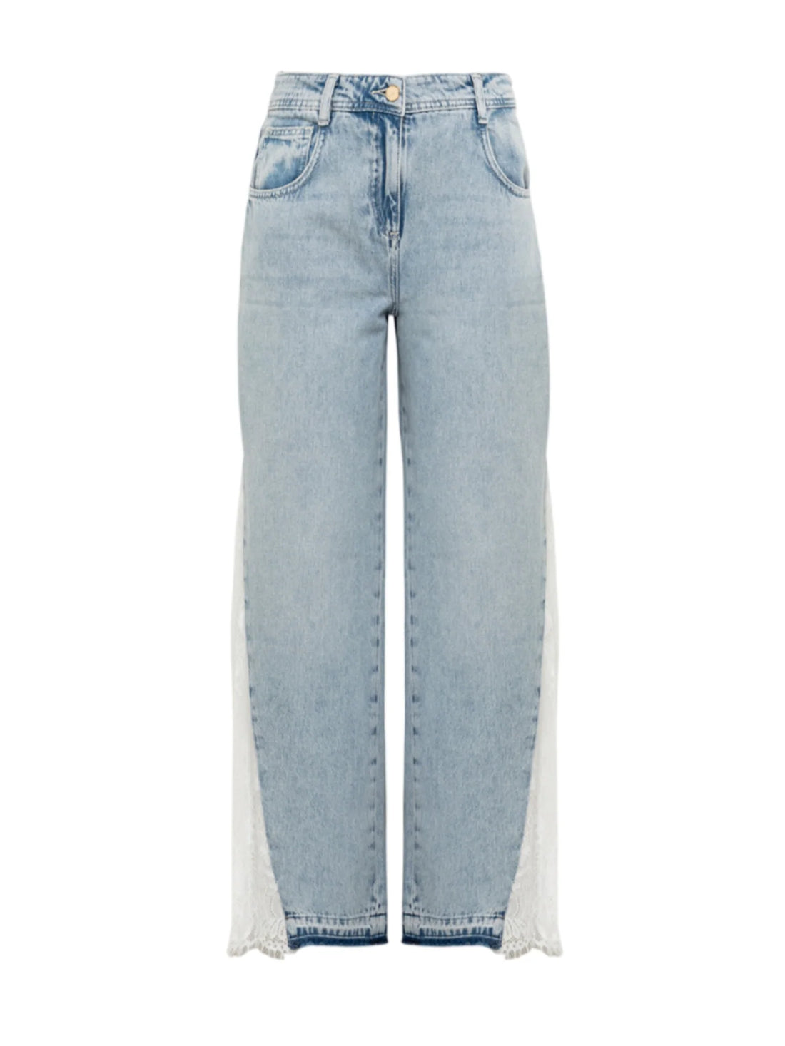 Blugirl jeans wide leg con pizzo lavaggio chiaro