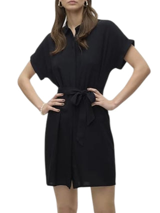 Vero Moda abito corto chemisier in viscosa nero 10302043 BLACK VERO MODA 