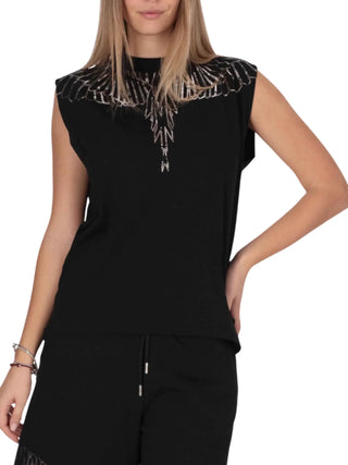 County of Milan T-shirt smanicata con stampa iconica laminata nero