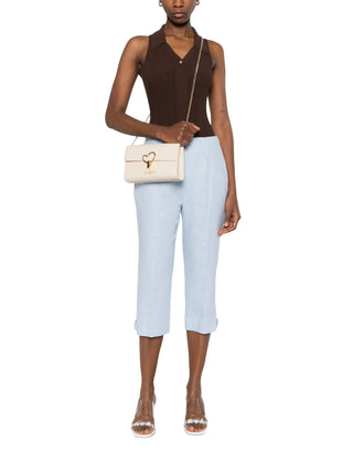 Love Moschino borsa a tracolla in ecopelle martellata ecrù