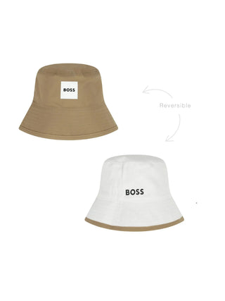 Boss cappello alla pescatora bambino reversibile bianco beige