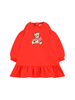 Moschino abito neonata in felpa con orsetto rosso